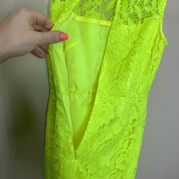 J. Crew Neon Yellow Lace Dress size 6 (measurements in description) H1 - Picture 7 of 11